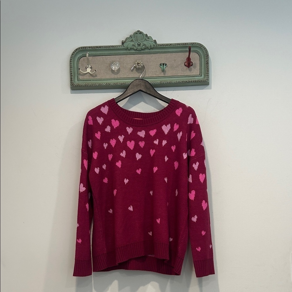 Lilly Pulitzer Burgundy and Pink Heart Sweater
